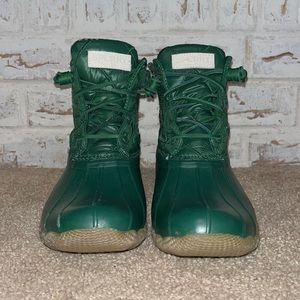 Sperry Saltwater Nylon Quilted Duck Boots Green sz 9